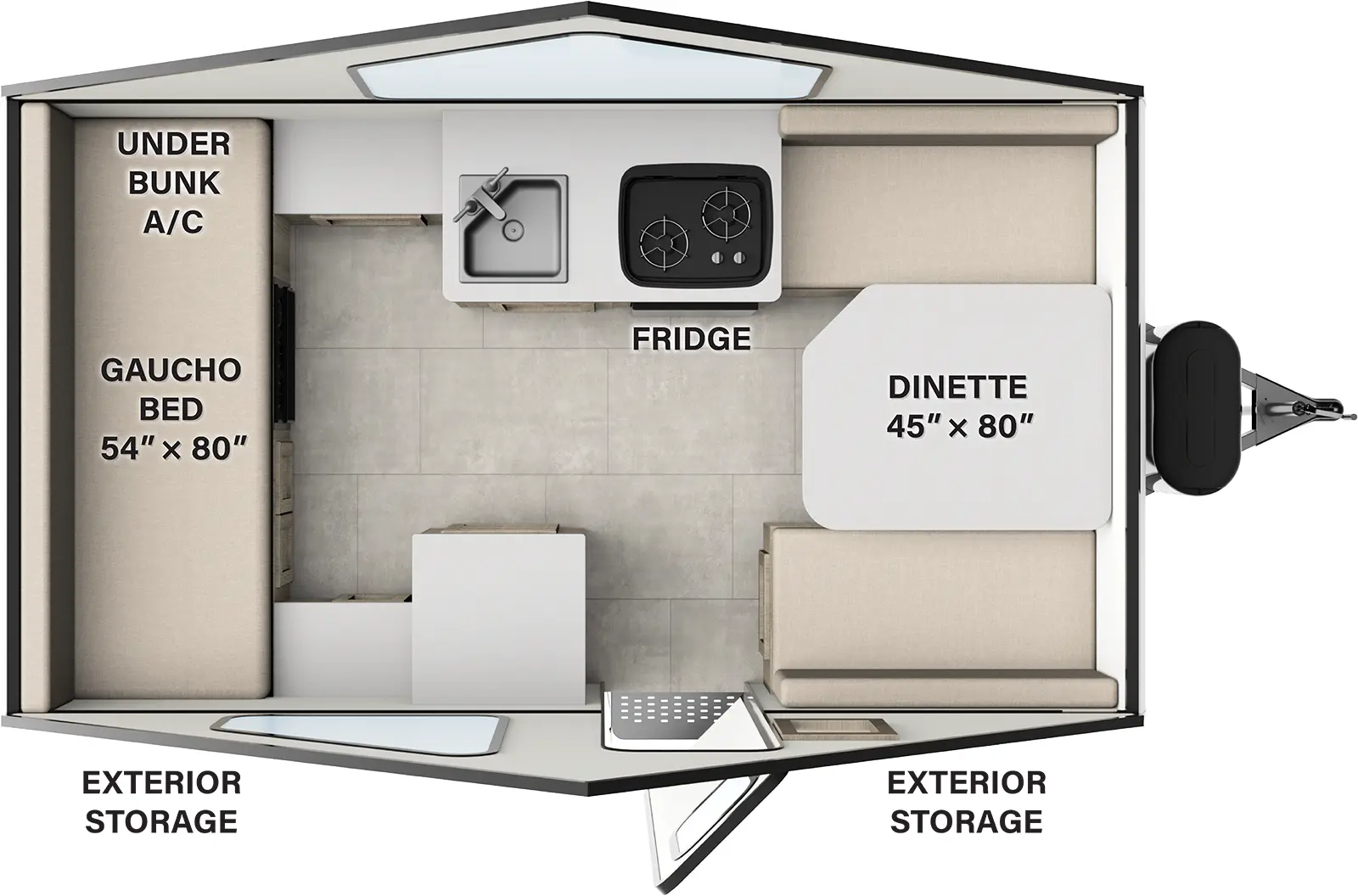 Flagstaff Hardside Pop Up Campers T12FD Floorplan